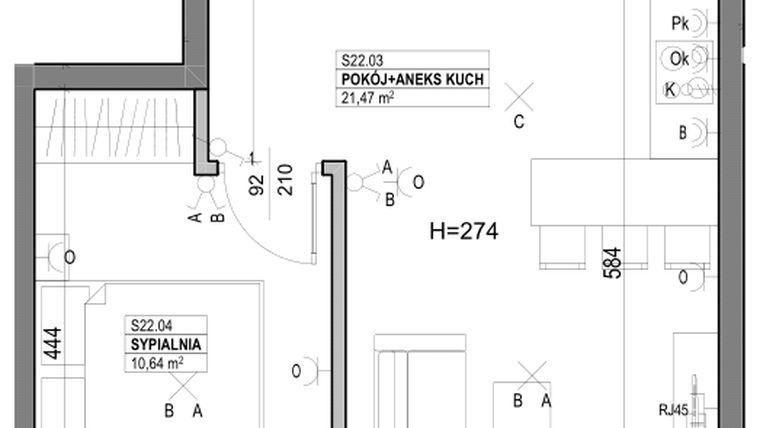 Rzut - Mieszkanie na sprzedaż 2 pokoje o powierzchni 40,95 m² - numer S22 w Miasto Ogród 6 - OSLO i SZTOKHOLM