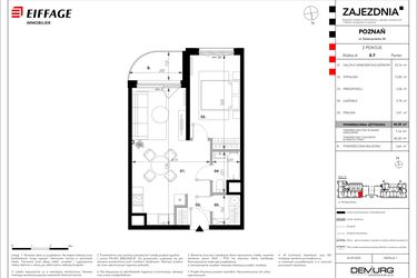 Rzut - Mieszkanie na sprzedaż 2 pokoje o powierzchni 44,38 m² - numer A.0.7 w Zajezdnia
