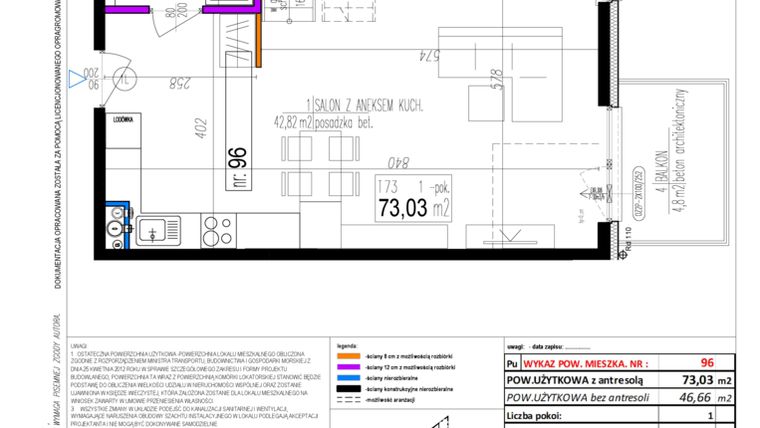Rzut - Mieszkanie na sprzedaż 1 pokój o powierzchni 74,2 m² - numer 96 w Strumykowa