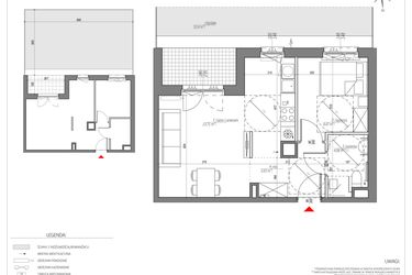 Rzut - Mieszkanie na sprzedaż 2 pokoje o powierzchni 42,89 m² - numer D/008/M w City Vibe