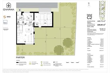 Rzut - Dom na sprzedaż 5 pokoi o powierzchni 220,65 m² - numer C2 w Osiedle Gvarna