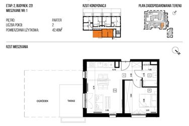 Rzut - Mieszkanie na sprzedaż 2 pokoje o powierzchni 42,48 m² - numer 22I/01 w NATURAMA II