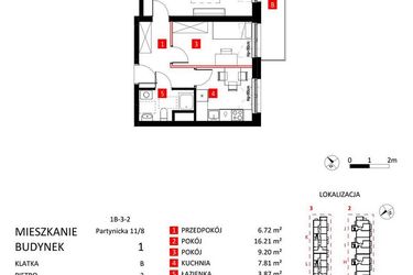 Rzut - Mieszkanie na sprzedaż 2 pokoje o powierzchni 66 m² - numer AJ_11/8 w Apartamenty Jeździecka