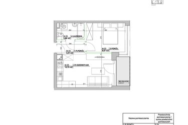 Rzut - Mieszkanie na sprzedaż 2 pokoje o powierzchni 32,71 m² - numer A23 w Laurowy Zakątek