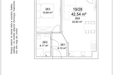 Rzut - Mieszkanie na sprzedaż 2 pokoje o powierzchni 42,54 m² - numer 19/28 w Osiedle Versus etap II
