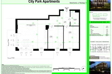 Rzut - Mieszkanie na sprzedaż 3 pokoje o powierzchni 68,49 m² - numer 2.10. w City Park Apartments
