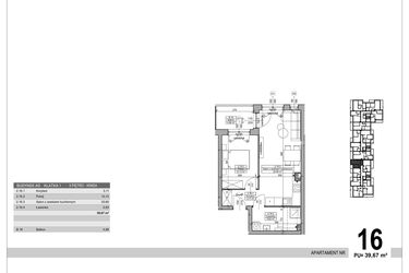 Rzut - Mieszkanie na sprzedaż 2 pokoje o powierzchni 39,67 m² - numer A.9.M.16 w Sobola Biel A9