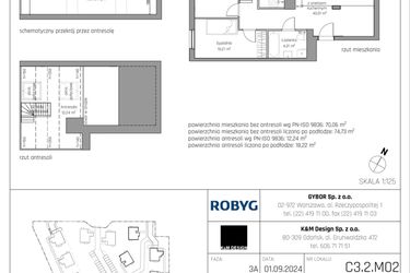 Rzut - Mieszkanie na sprzedaż 4 pokoje o powierzchni 82,3 m² - numer C3.2M02 w ROSA Residence etap II