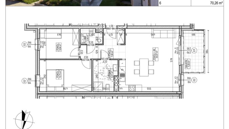 Rzut - Mieszkanie na sprzedaż 3 pokoje o powierzchni 70,26 m² - numer M.B8.01.36 w Osiedle Harmonia bud. B8