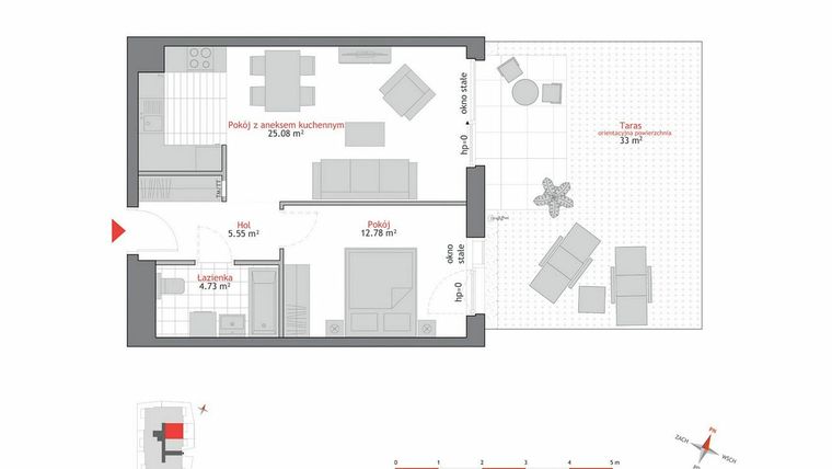Rzut - Mieszkanie na sprzedaż 2 pokoje o powierzchni 48,15 m² - numer A2.0.6 w Atrium Oliva