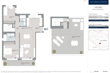 Rzut - Mieszkanie na sprzedaż 2 pokoje o powierzchni 121 m² - numer 6.2.D w Aby Middle