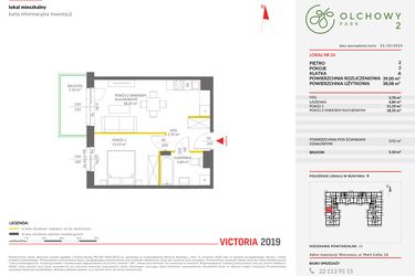 Rzut - Mieszkanie na sprzedaż 2 pokoje o powierzchni 39 m² - numer B.24 w Olchowy Park II