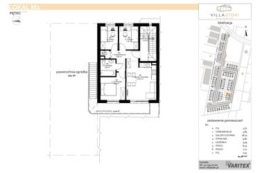 Rzut - Mieszkanie na sprzedaż 4 pokoje o powierzchni 54,96 m² - numer M2 w Villa Stoki (mieszkania)