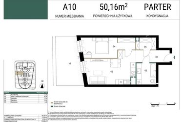 Rzut - Mieszkanie na sprzedaż 2 pokoje o powierzchni 50,16 m² - numer A10 w Drago