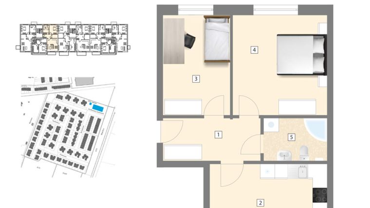 Rzut - Mieszkanie na sprzedaż 3 pokoje o powierzchni 63,6 m² - numer C4 w Błękitne Aleje Etap XV
