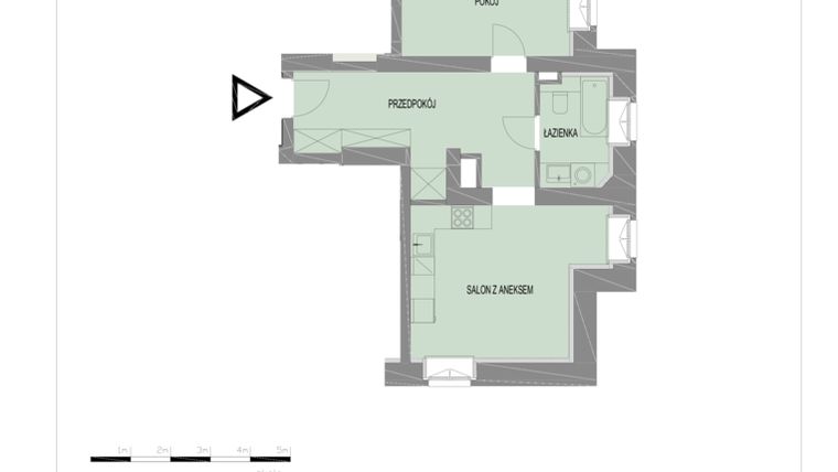 Rzut - Mieszkanie na sprzedaż 2 pokoje o powierzchni 47,54 m² - numer A11 w Komuny Paryskiej 19a