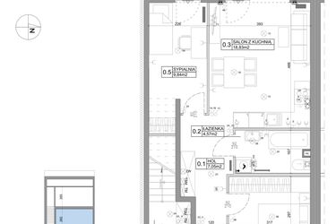 Rzut - Mieszkanie na sprzedaż 3 pokoje o powierzchni 51,15 m² - numer 71 w Boska Ksawerowska V