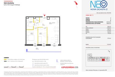 Rzut - Mieszkanie na sprzedaż 3 pokoje o powierzchni 57,74 m² - numer 70 w Neo Nova Ochota 2