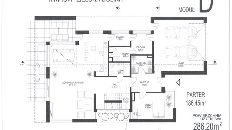 Rzut - Dom na sprzedaż 6 pokoi o powierzchni 278,54 m² - numer D - 245 w Mników Zielona Dolina