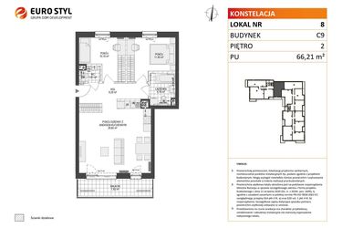 Rzut - Mieszkanie na sprzedaż 3 pokoje o powierzchni 66,21 m² - numer C9.8 w Konstelacja etap V