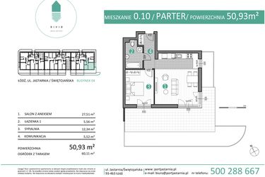 Rzut - Mieszkanie na sprzedaż 2 pokoje o powierzchni 50,93 m² - numer 04.0.10 w Port Jastarnia bud. 01, 04