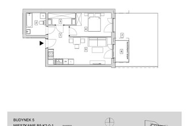 Rzut - Mieszkanie na sprzedaż 2 pokoje o powierzchni 43,51 m² - numer B5-K2-0-1 w ATAL Strachowicka II
