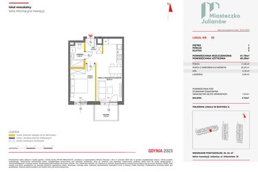 Rzut - Mieszkanie na sprzedaż 2 pokoje o powierzchni 41,7 m² - numer 39 w Miasteczko Julianów