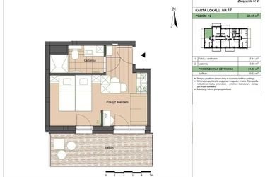 Rzut - Mieszkanie na sprzedaż 2 pokoje o powierzchni 21,37 m² - numer M17 w Stegna Forest 2