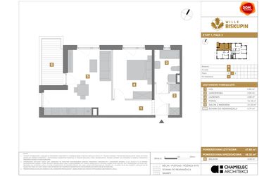 Rzut - Mieszkanie na sprzedaż 2 pokoje o powierzchni 48,3 m² - numer R6 w Wille Biskupin III