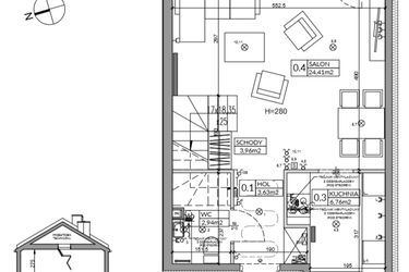 Rzut - Dom na sprzedaż 4 pokoje o powierzchni 83,33 m² - numer 104A w Nova Magdalenka 7 etap IV