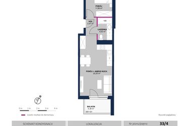 Rzut - Mieszkanie na sprzedaż 2 pokoje o powierzchni 40,28 m² - numer 236 w Moja Północna Etap III