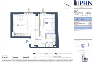 Rzut - Mieszkanie na sprzedaż 2 pokoje o powierzchni 39,69 m² - numer 30 w Apartamenty Jana Pawła 34