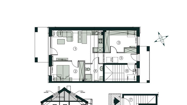 Rzut - Mieszkanie na sprzedaż 3 pokoje o powierzchni 66,43 m² - numer H2 w Aleja Wiśniowa Pogórze