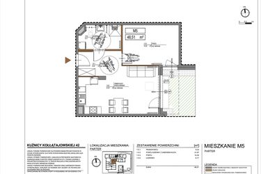 Rzut - Mieszkanie na sprzedaż 2 pokoje o powierzchni 48,51 m² - numer M5 w Kuźnicy Kołłątajowskiej 42