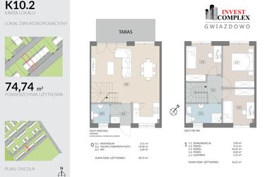 Rzut - Mieszkanie na sprzedaż 4 pokoje o powierzchni 74,44 m² - numer K10.2 w Osiedle Gwiazdowo etap 9