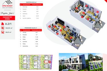 Rzut - Dom na sprzedaż 4 pokoje o powierzchni 102,5 m² - numer A.2/1 w Osiedle Przytulne Janki II etap 2