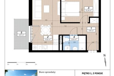 Rzut - Mieszkanie na sprzedaż 2 pokoje o powierzchni 39,26 m² - numer D/1/4 w Limone