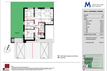 Rzut - Mieszkanie na sprzedaż 3 pokoje o powierzchni 69,85 m² - numer 55.1 w Przystań Młynek