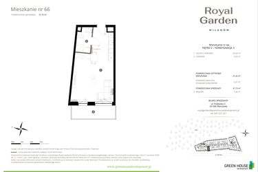 Rzut - Mieszkanie na sprzedaż 1 pokój o powierzchni 37,26 m² - numer M.66 w Royal Garden Wilanów