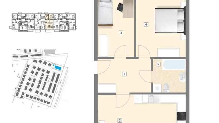 Rzut - Mieszkanie na sprzedaż 3 pokoje o powierzchni 66,1 m² - numer B3 w Błękitne Aleje Etap XV