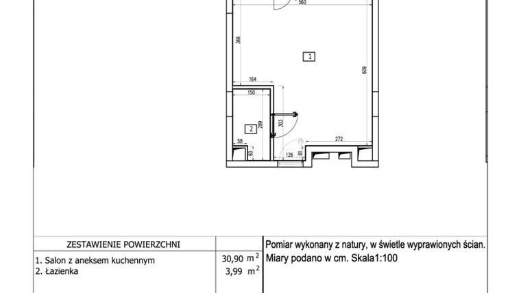Rzut - Mieszkanie na sprzedaż 3 pokoje o powierzchni 34,89 m² - numer 112 w Aquamarina Dąbki