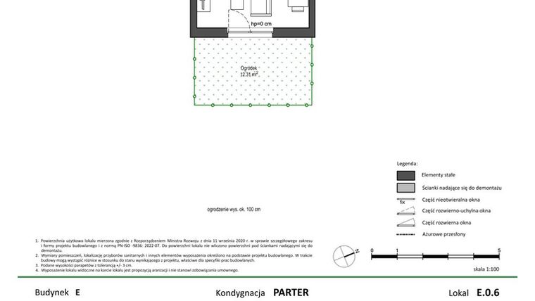 Rzut - Mieszkanie na sprzedaż 1 pokój o powierzchni 25,59 m² - numer E.0.6 w Nowy Świat Ostoja etap II - EFG