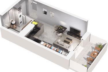 Rzut - Mieszkanie na sprzedaż 1 pokój o powierzchni 27,53 m² - numer D.06.03 w Mieszkaj w mieście - Na Tysiącleciu budynek D