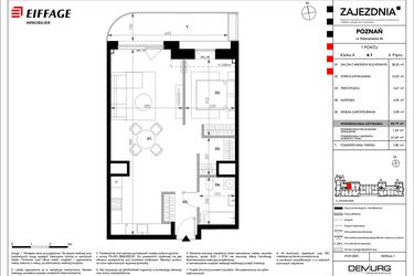 Rzut - Mieszkanie na sprzedaż 1 pokój o powierzchni 59,98 m² - numer B.A.4.1 w Zajezdnia