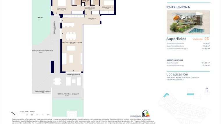 Rzut - Mieszkanie na sprzedaż 2 pokoje o powierzchni 93 m² - numer 8-PO-A w Zenity Azure