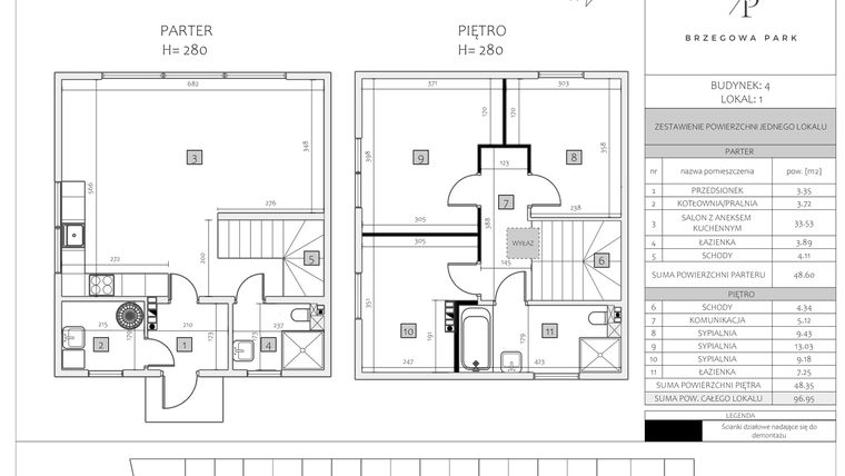 Rzut - Dom na sprzedaż 4 pokoje o powierzchni 96,95 m² - numer 4 LOK. 1 w Brzegowa Park etap 1