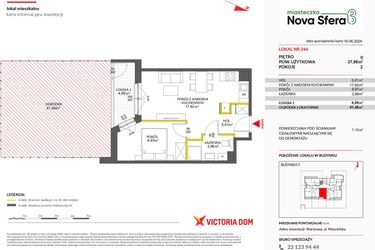 Rzut - Mieszkanie na sprzedaż 2 pokoje o powierzchni 37,98 m² - numer 246 w Miasteczko Nova Sfera 3