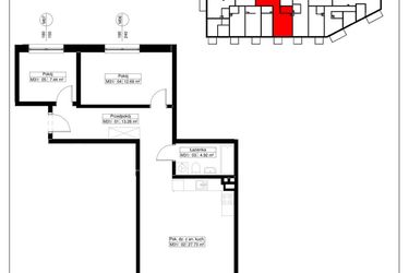 Rzut - Mieszkanie na sprzedaż 3 pokoje o powierzchni 66,06 m² - numer 31 w Światowida 61B
