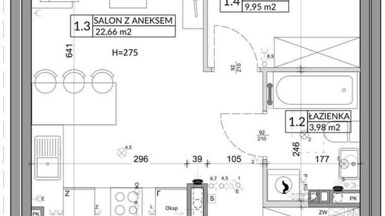Rzut - Mieszkanie na sprzedaż 3 pokoje o powierzchni 56,89 m² - numer 67B w Osiedle Młodych etap X