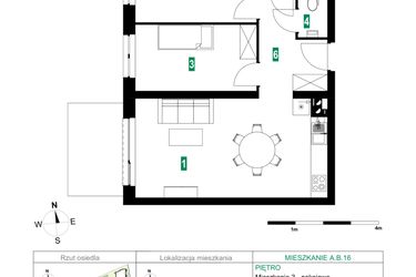 Rzut - Mieszkanie na sprzedaż 3 pokoje o powierzchni 60,06 m² - numer A.B.16 w Park Śliwowa